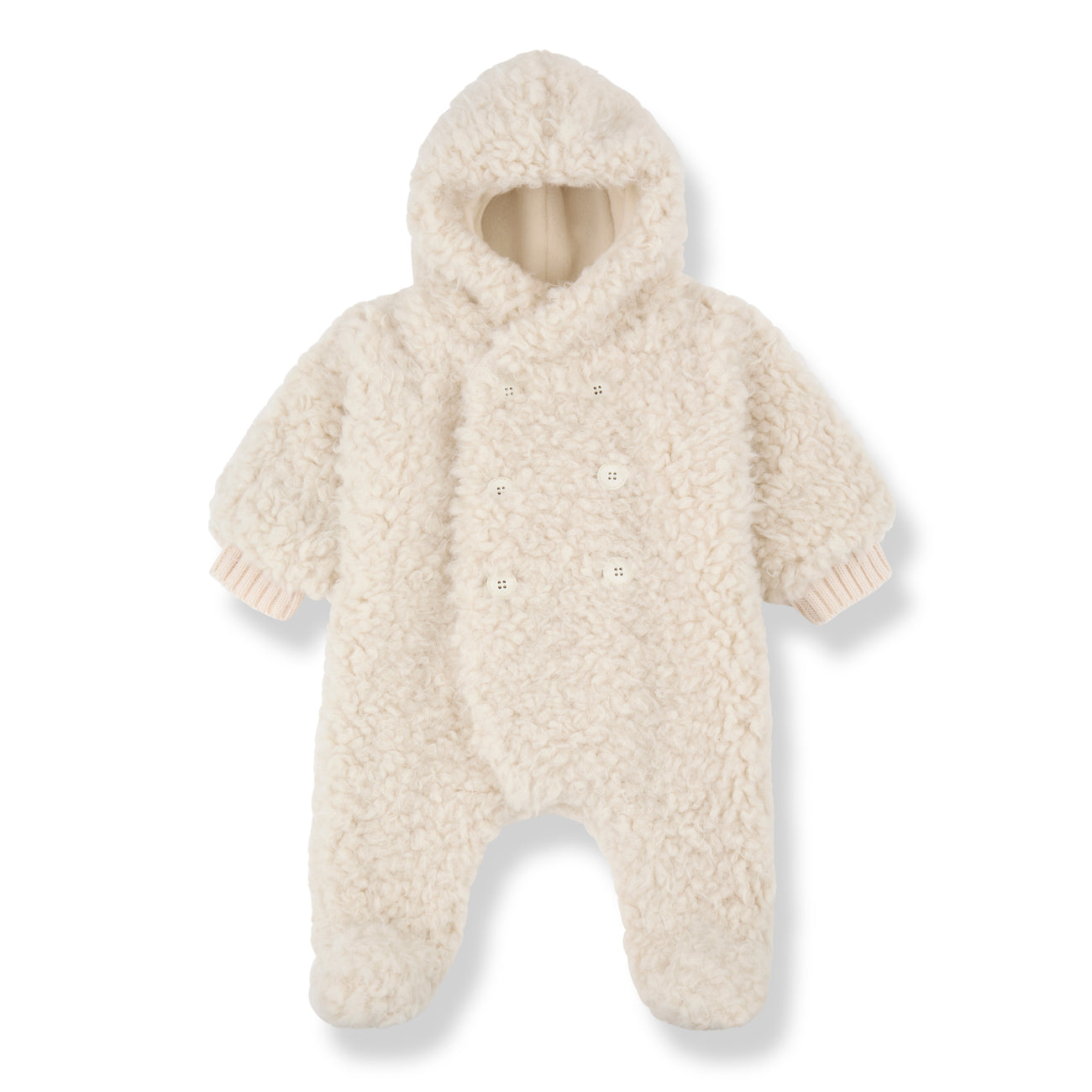 Floriane Teddy Fleece Baby Pramsuit (Ecru)
